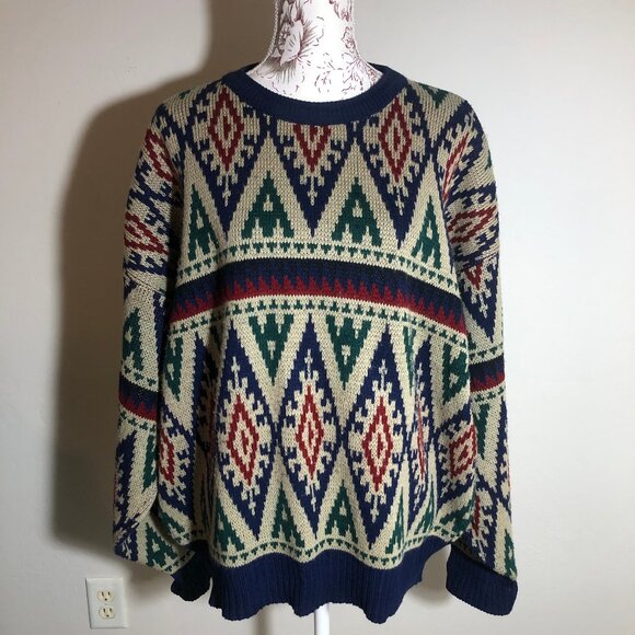 🧥 Vintage Stoneriver Outfitters Geometric Knit Sweater (Made in Korea) - Picture 4 of 14